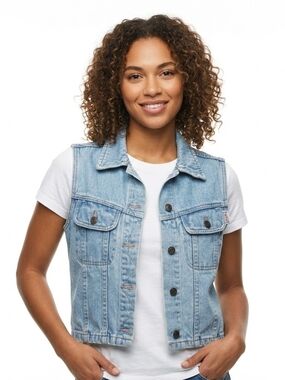 Vintage 90s ABE Jeans "Honest Jeanswear" Light Wash Denim Vest Size Small